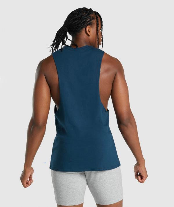 Panske Tielko Gymshark Critical 2.0 Drop Arm Námornícka Modrá | JO5819634